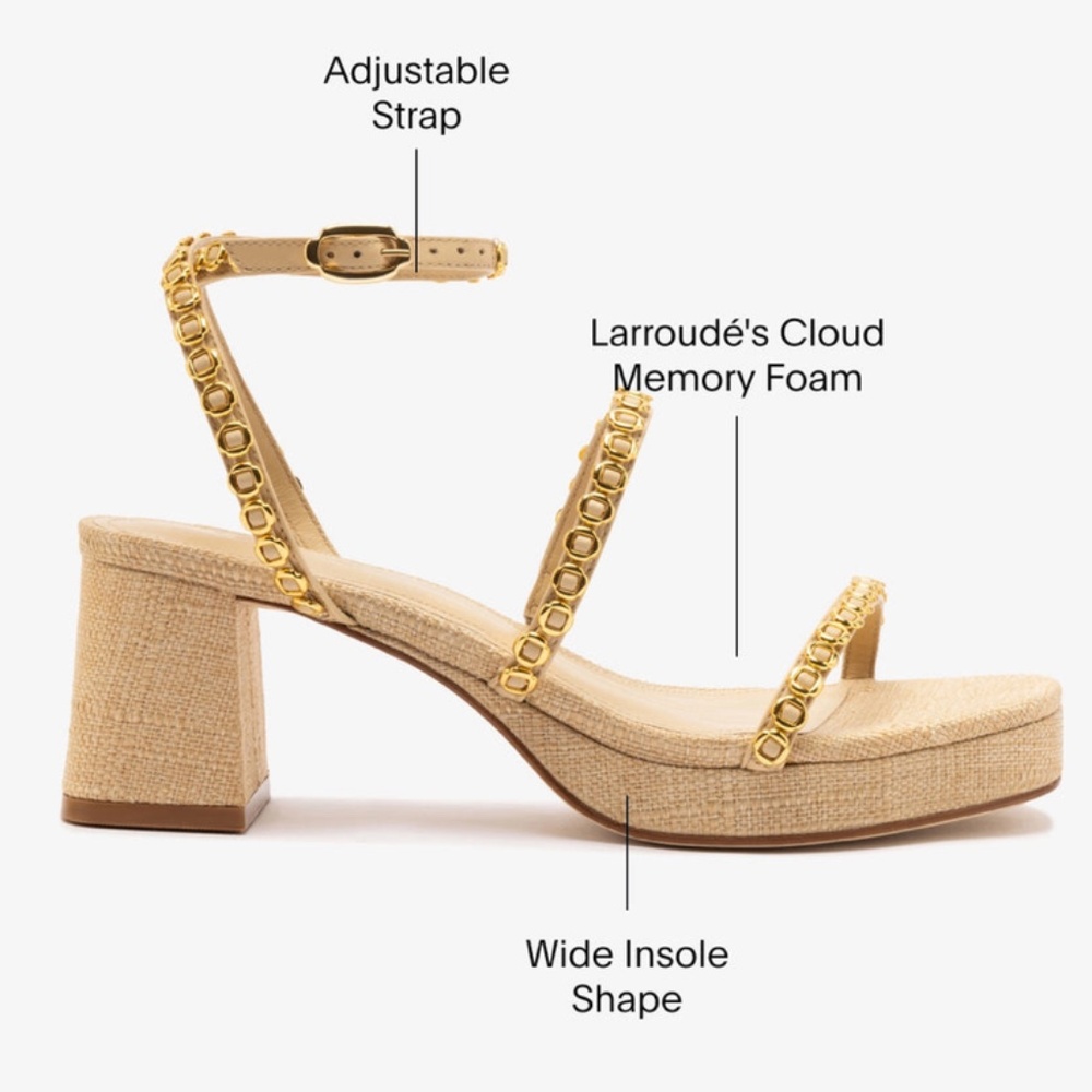 NWT in box Larroude Gio Milanina Sandal In Beige Raffia Size 8 - Picture 4 of 6